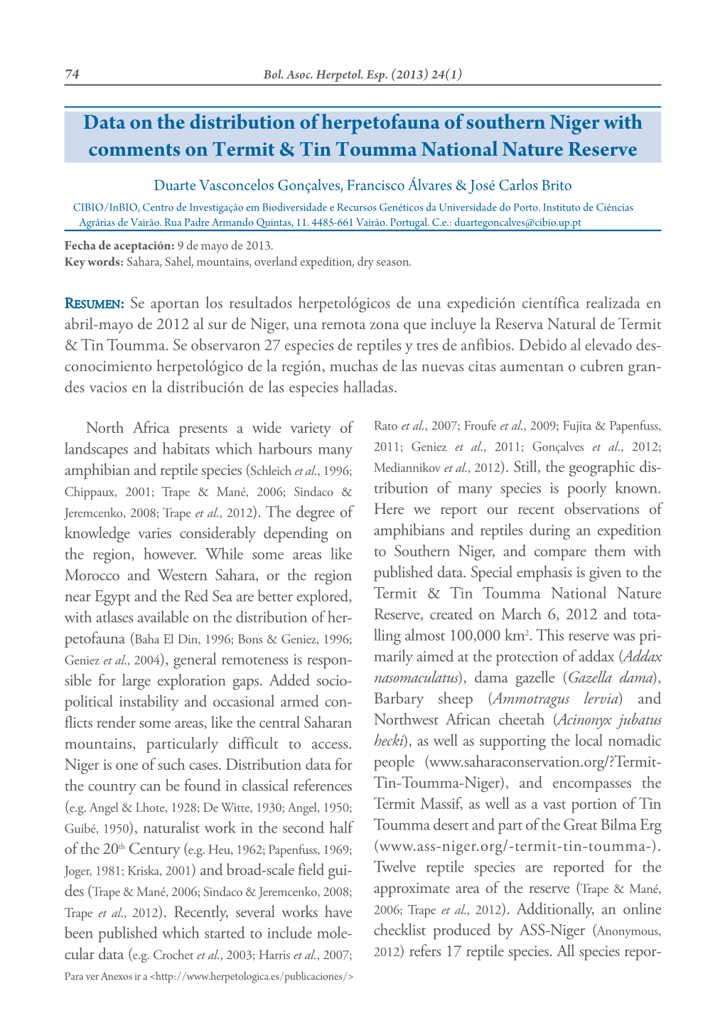 Data on the Distribution of Herpetofauna of Southern Niger With