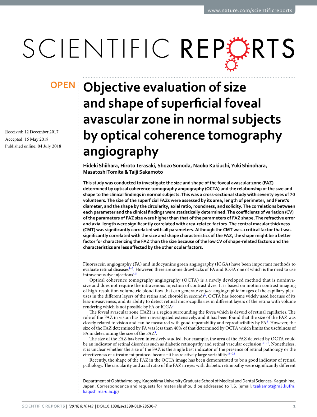 Objective Evaluation of Size and Shape of Superficial Foveal