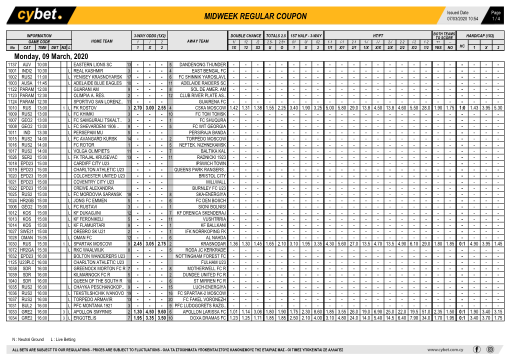 Midweek Regular Coupon 07/03/2020 10:54 1 / 4