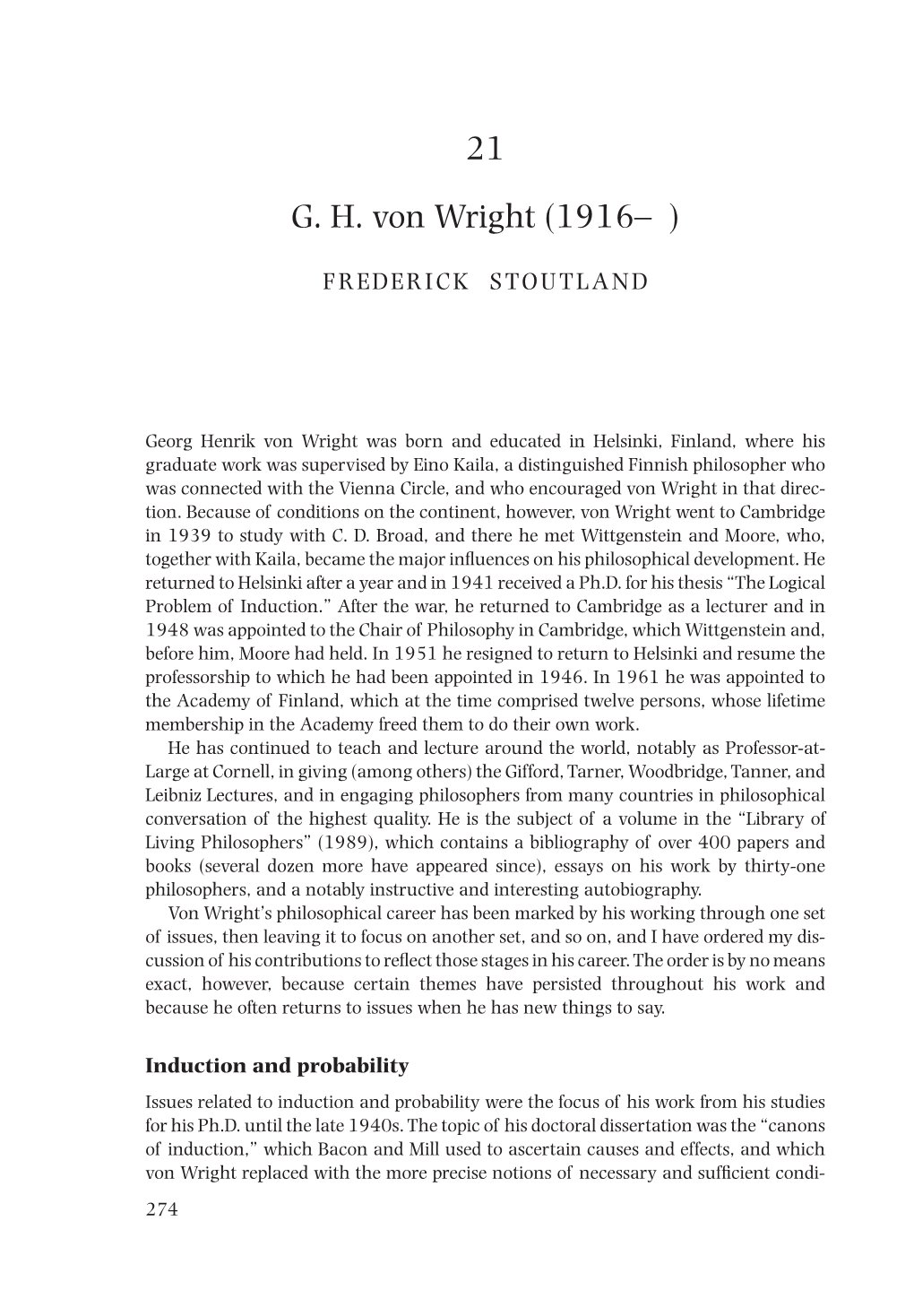 21 G. H. Von Wright (1916– )