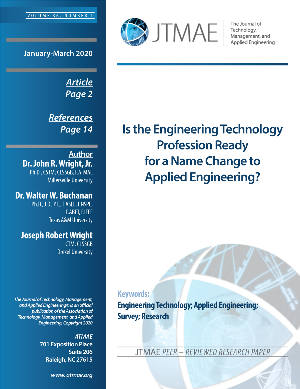 Is the Engineering Technology Profession Ready for a Name Change to Applied Engineering? Dr