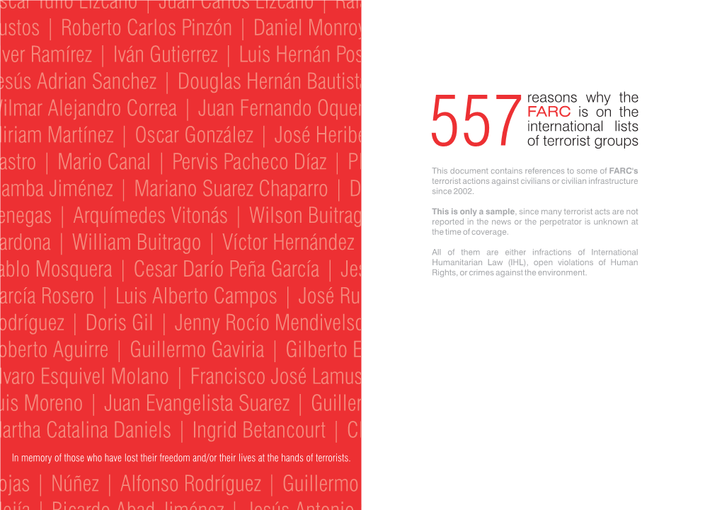 557 Reasons Why the FARC Is on the International Lists of Terrorist Groups