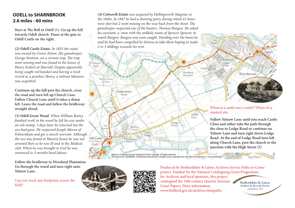 ODELL to SHARNBROOK (4) Colworth Estate Was Acquired by Hollingworth Magniac in 2.6 Miles - 60 Mins the 1840S