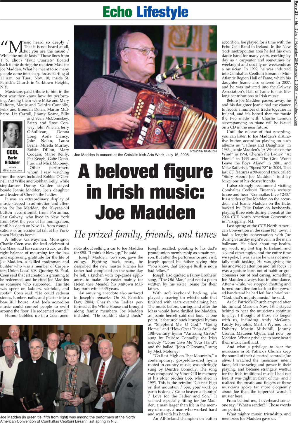 Joe Madden Passed Away, He Until the Release of That Recording, I Also Strongly Recommend Visiting Last Spring at the CCE North Ameri- As St