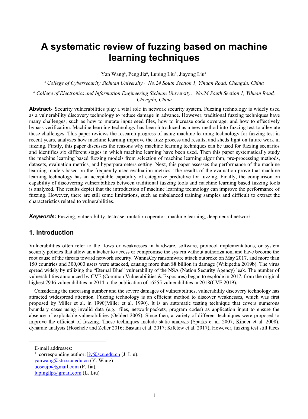 A Systematic Review of Fuzzing Based on Machine Learning Techniques