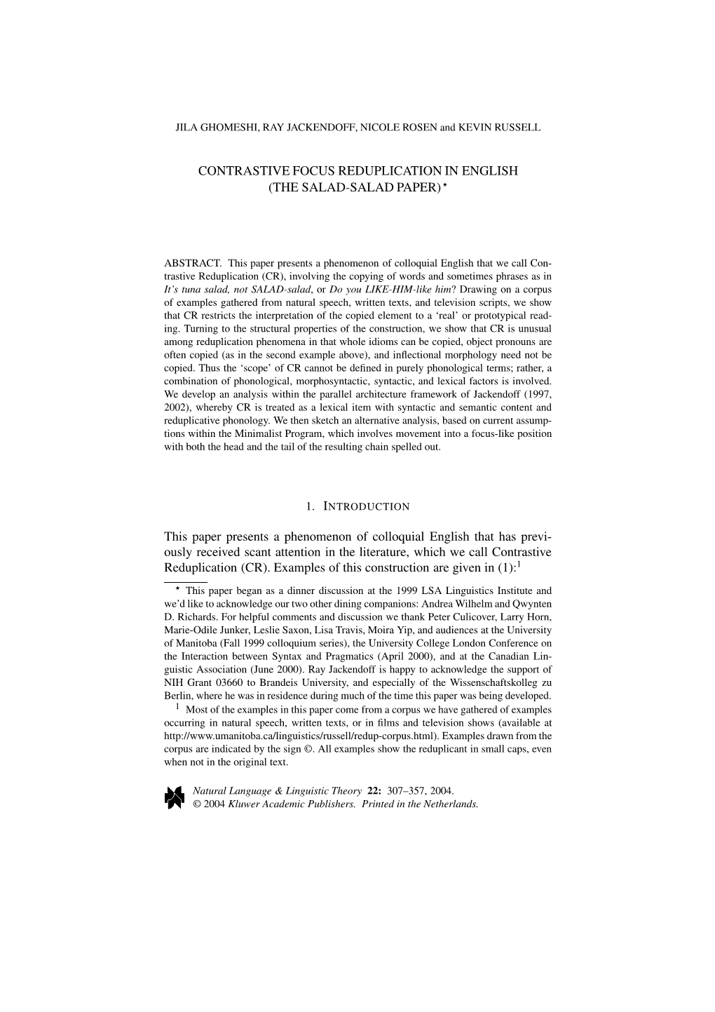 Contrastive Focus Reduplication in English (The Salad-Salad Paper) 