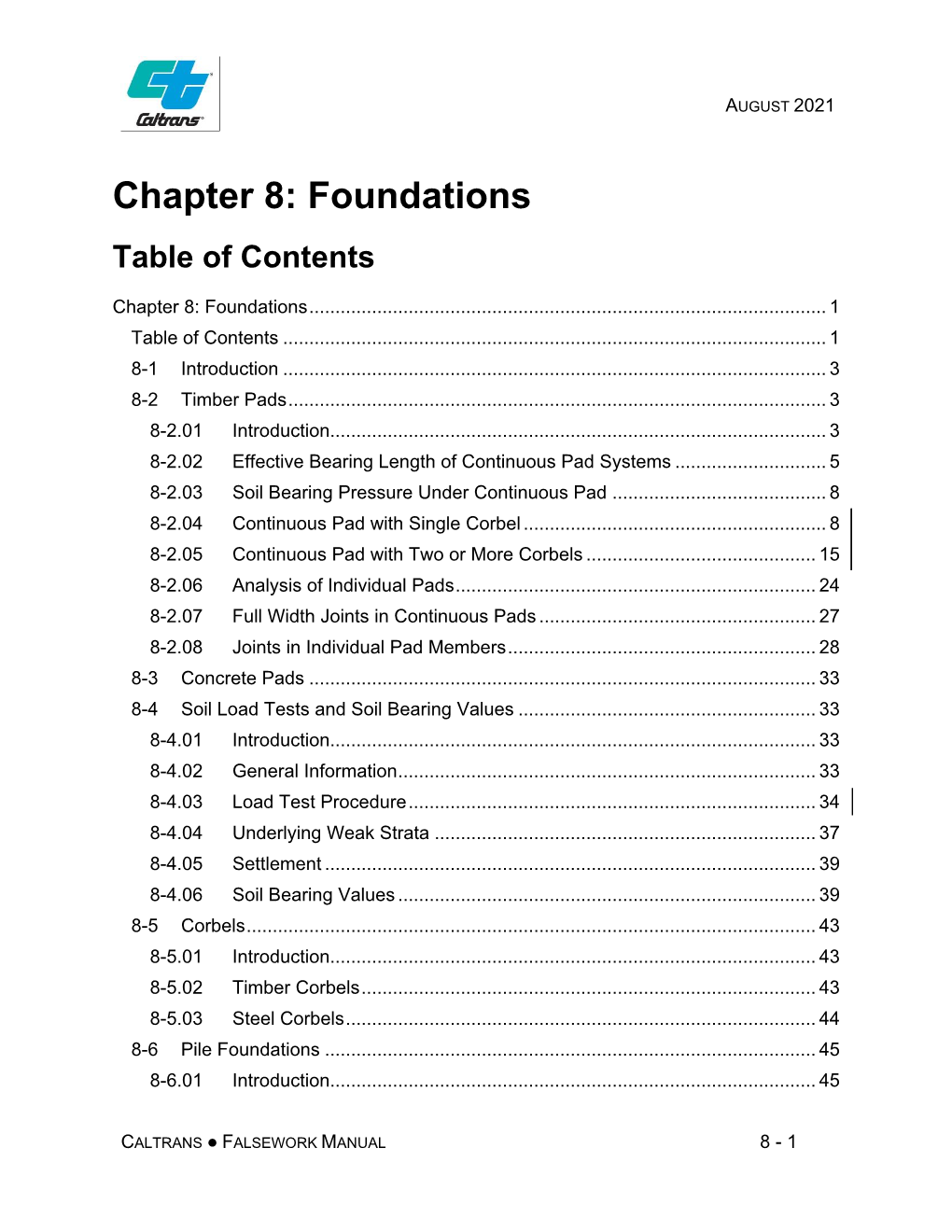 Falsework Manual Chapter 8, Foundation