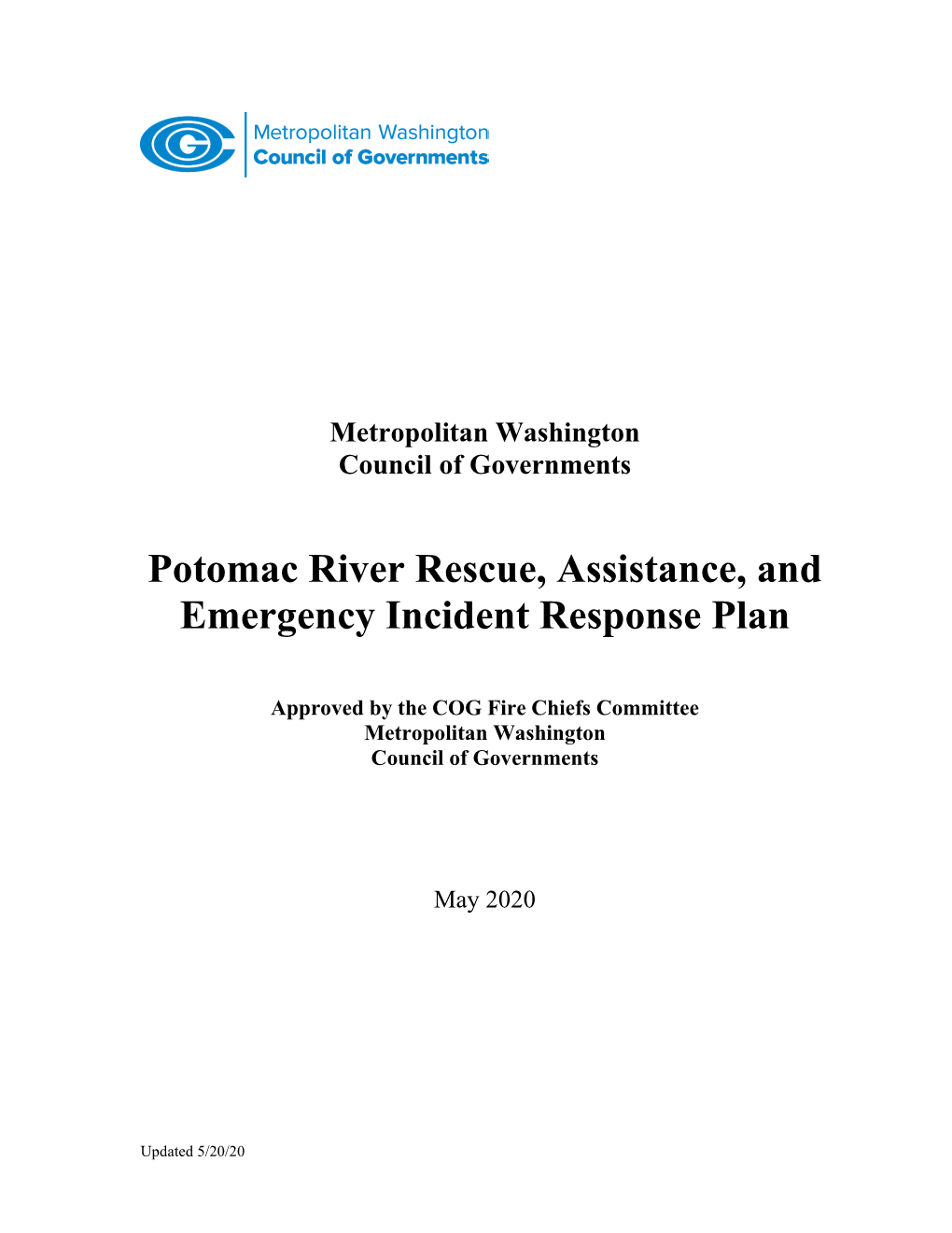 Potomac River Rescue, Assistance, and Emergency Incident Response Plan