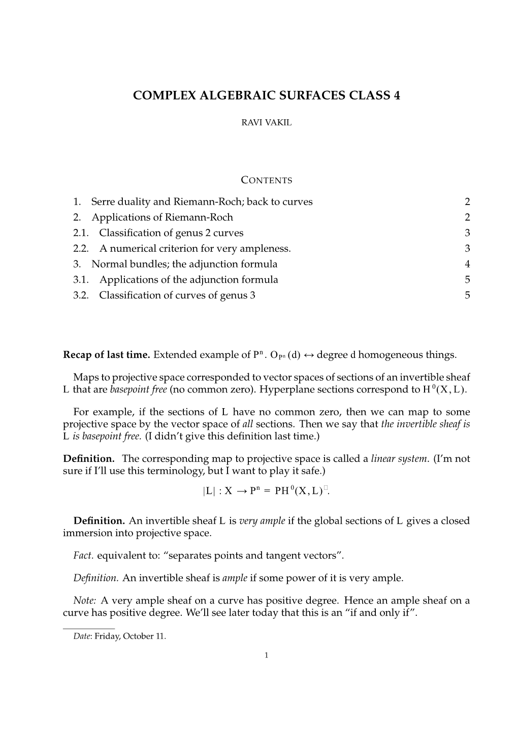 Complex Algebraic Surfaces Class 4