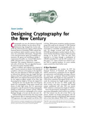 Designing Cryptography for the New Century