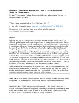 Response to Climate Skeptic William Happer's Sept. 12, 2017