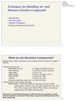 And Moisture-Sensitive Compounds