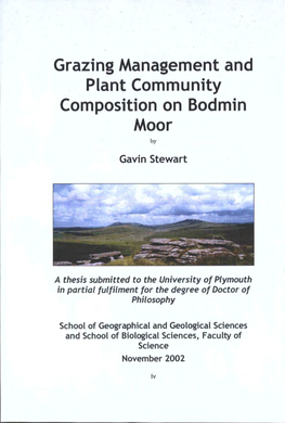 Grazing Management and Plant Community Composition on Bodmin Moor by Gavin Stewart