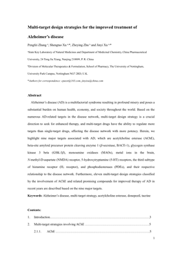 Multi-Target Design Strategies for the Improved Treatment of Alzheimer's Disease