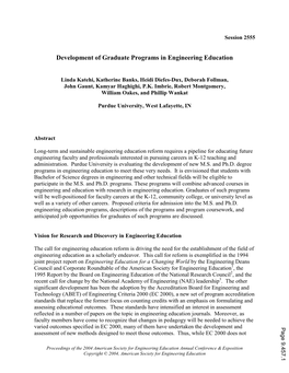 Development of Graduate Programs in Engineering Education