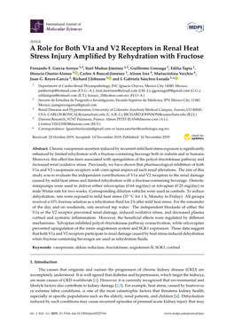 A Role for Both V1a and V2 Receptors in Renal Heat Stress Injury Ampliﬁed by Rehydration with Fructose