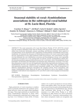 Seasonal Stability of Coral–Symbiodinium Associations in The