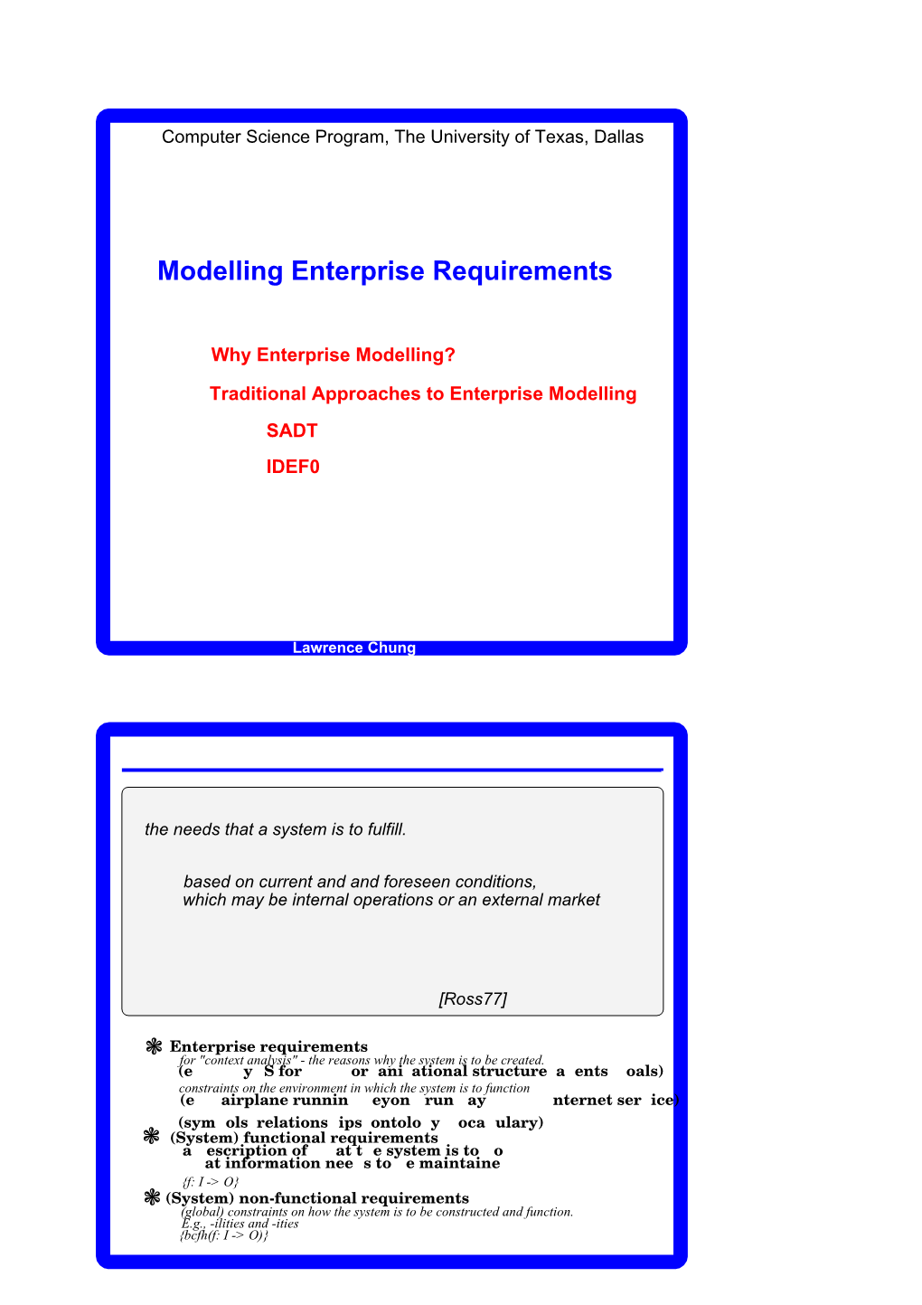 Modelling Enterprise Requirements