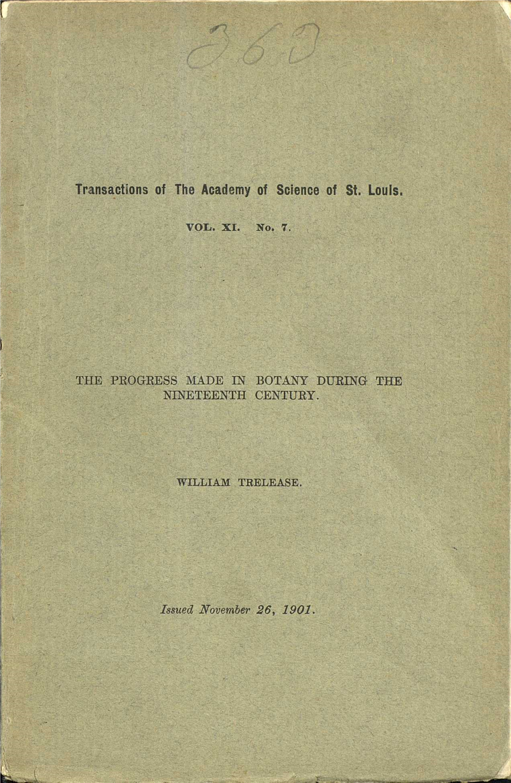 The Progress Made in Botany During the Nineteenth Century