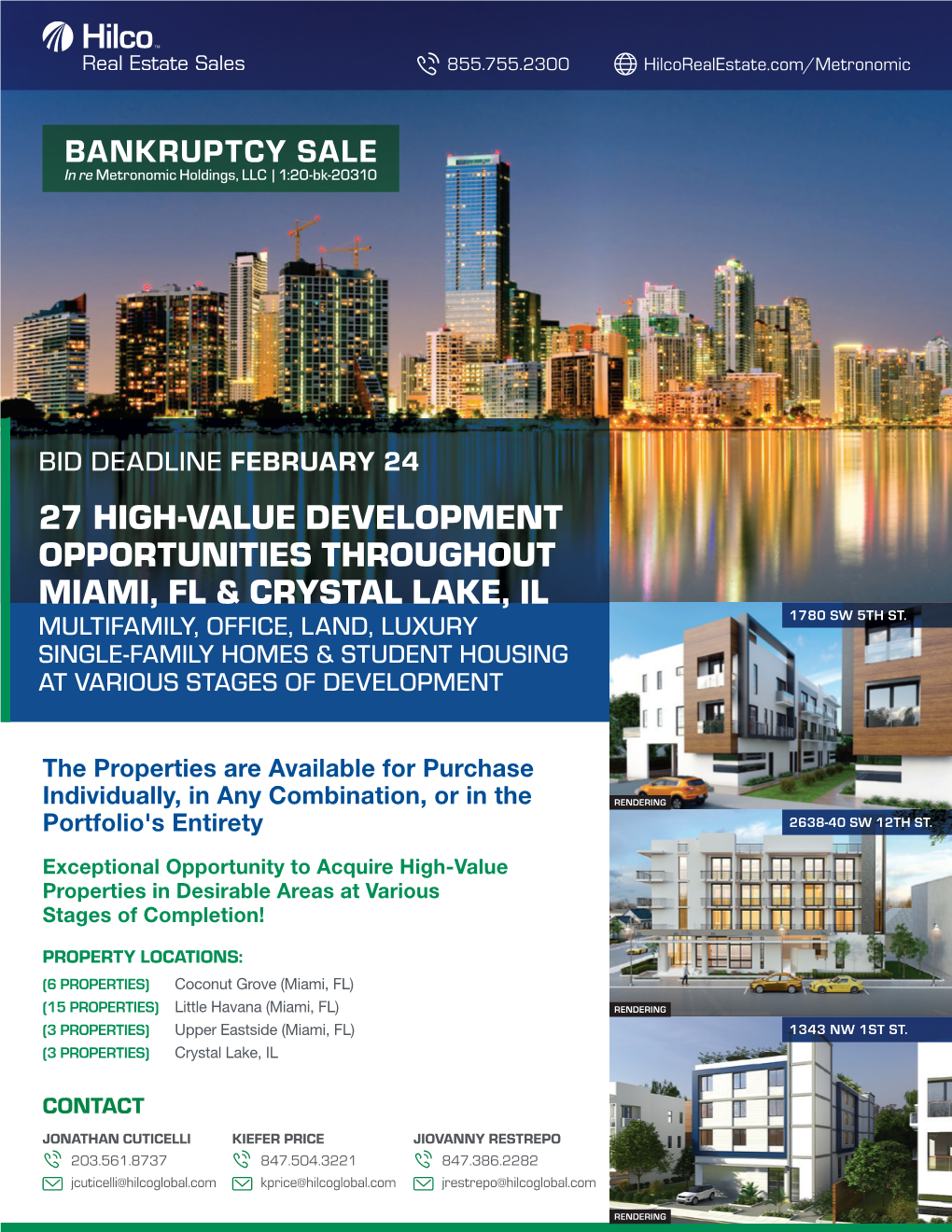 27 High-Value Development Opportunities Throughout Miami, Fl & Crystal Lake, Il Multifamily, Office, Land, Luxury 1780 Sw 5Th St