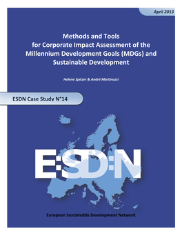Methods and Tools for Corporate Impact Assessment of the Millennium Development Goals (Mdgs) and Sustainable Development