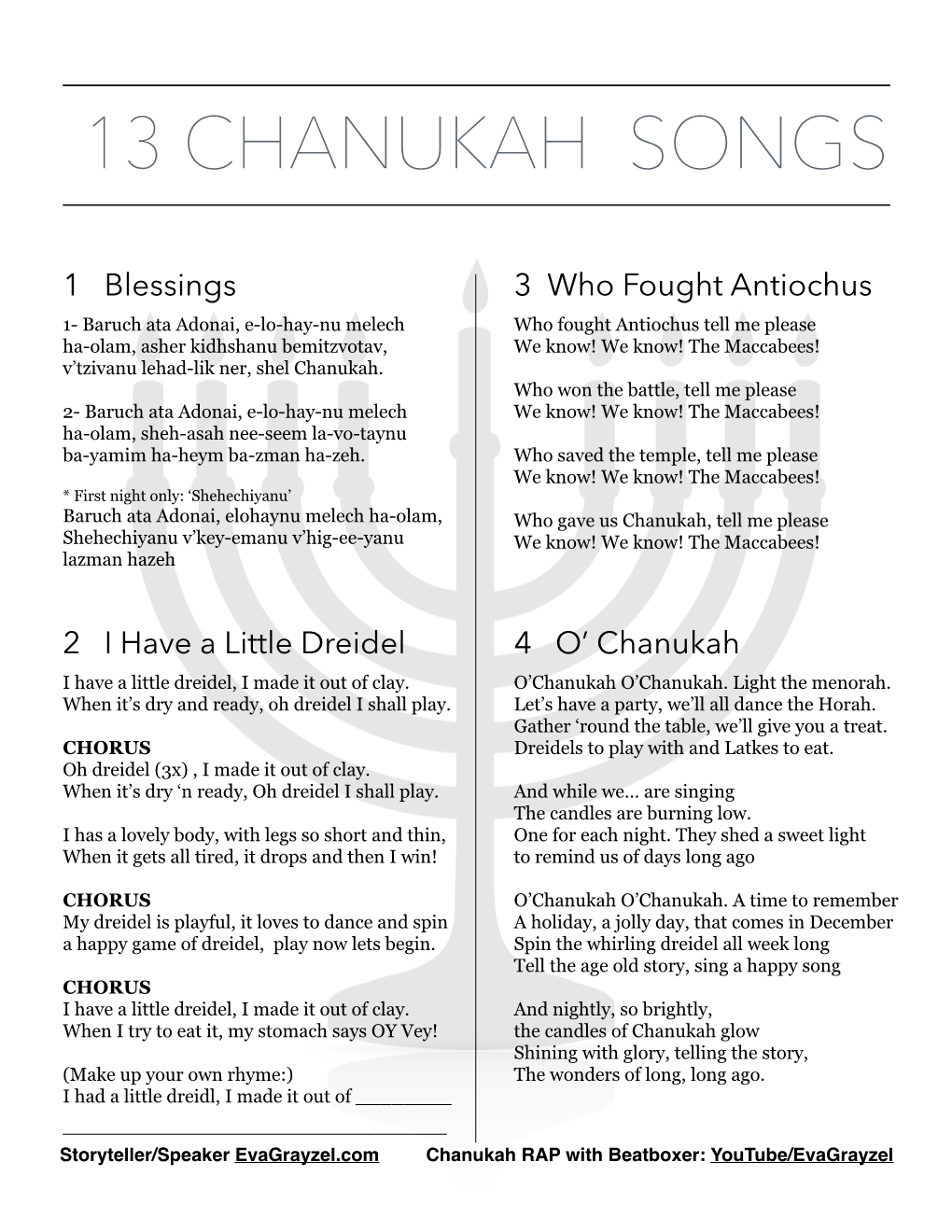 13 Chanukah Songs