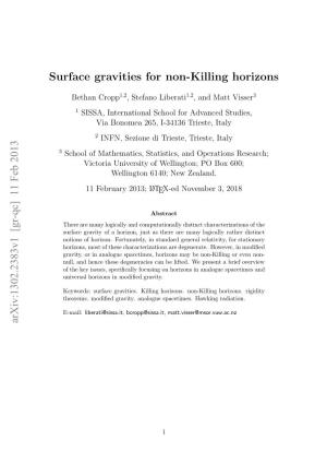Arxiv:1302.2383V1 [Gr-Qc] 11 Feb 2013 Surface Gravities for Non-Killing Horizons