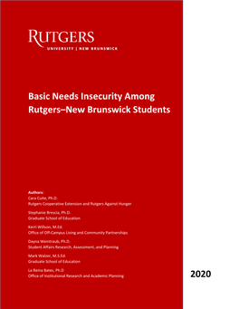 Basic Needs Insecurity Among Rutgers- New