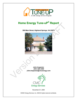 Home Energy Tune-Up Report