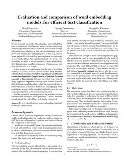 Evaluation and Comparison of Word Embedding Models, for Efficient Text Classification