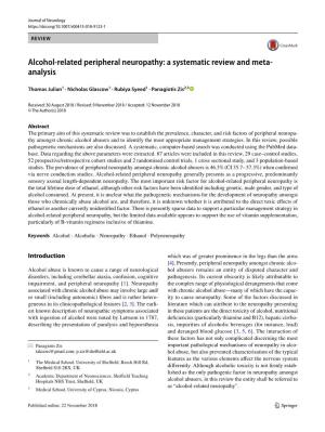 Alcohol-Related Peripheral Neuropathy: a Systematic Review and Meta- Analysis