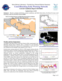 Coral Bleaching Early Warning Network Current Conditions Report #20130603