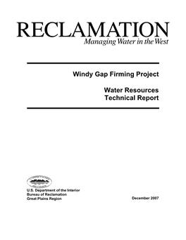 Windy Gap Firming Project Water Resources Technical Report
