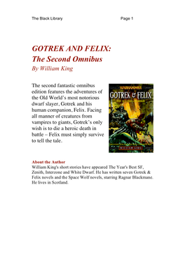 GOTREK and FELIX: the Second Omnibus by William King