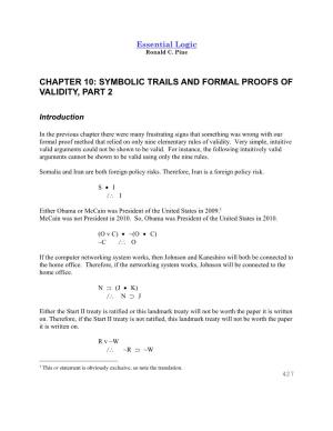 Chapter 10: Symbolic Trails and Formal Proofs of Validity, Part 2