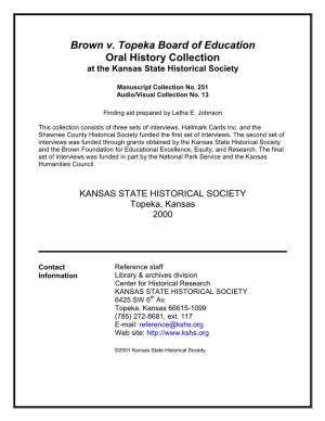 Brown V. Topeka Board of Education Oral History Collection at the Kansas State Historical Society