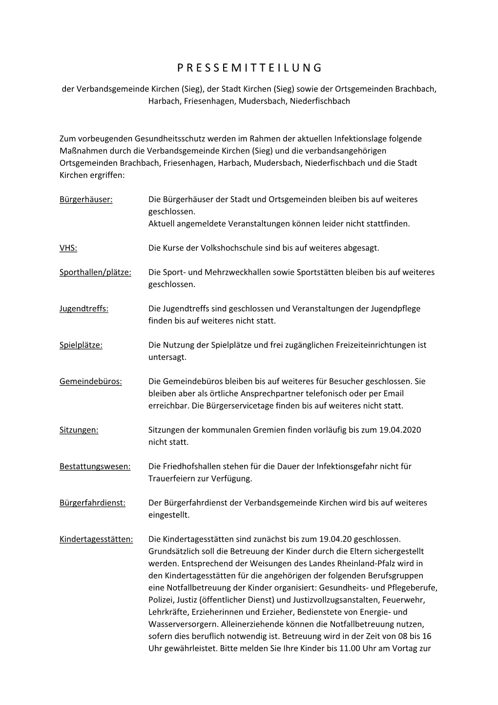 (Sieg) Sowie Der Ortsgemeinden Brachbach, Harbach, Friesenhagen, Mudersbach, Niederfischbach