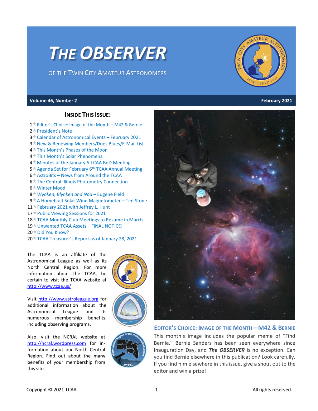 The Observer of the Twin City Amateur Astronomers