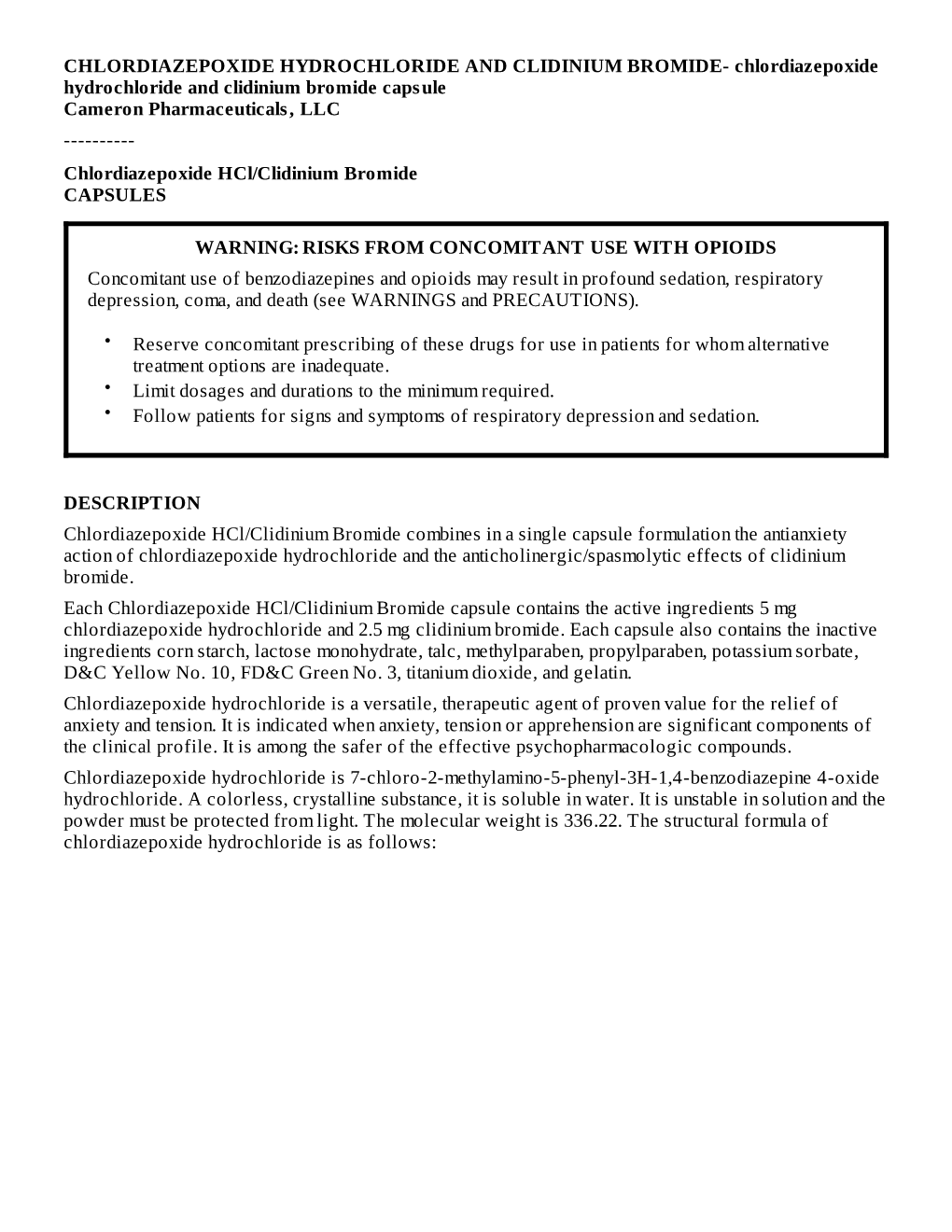 Chlordiazepoxide Hcl/Clidinium Bromidecapsules