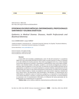 Epidemias En Series Médicas: Enfermedades, Profesionales