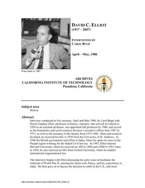 Interview with David C. Elliot
