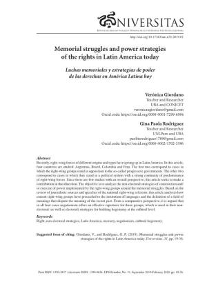 Memorial Struggles and Power Strategies of the Rights in Latin America Today