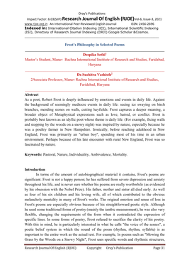 6.03(SJIF) Research Journal of English (RJOE)Vol-6, Issue-3, 2021