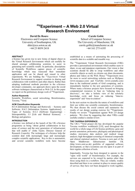 A Web 2.0 Virtual Research Environment