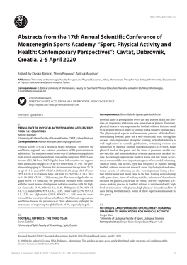 Sport, Physical Activity and Health: Contemporary Perspectives”: Cavtat, Dubrovnik, Croatia