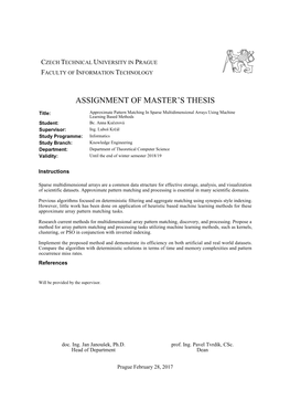Assignment of Master's Thesis