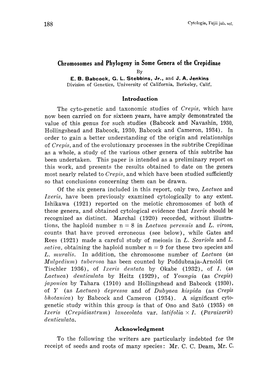 Chromosomes and Phylogeny in Some Genera of the Crepidinae by E