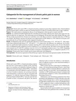 Gabapentin for the Management of Chronic Pelvic Pain in Women