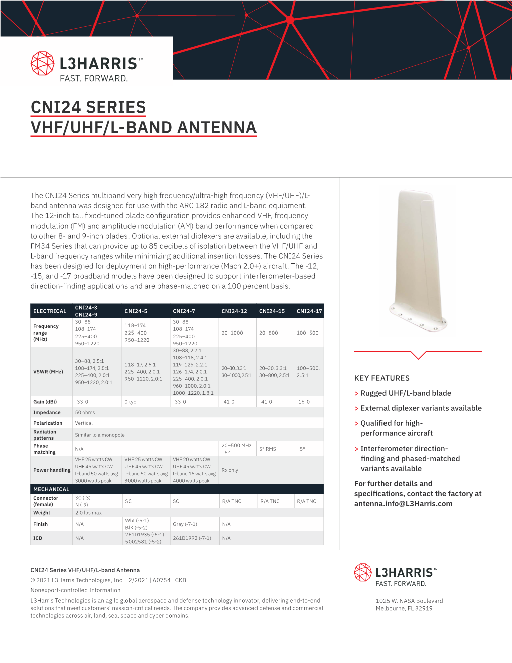 L3harris CNI24 Series VHF/UHF/L-Band Antenna