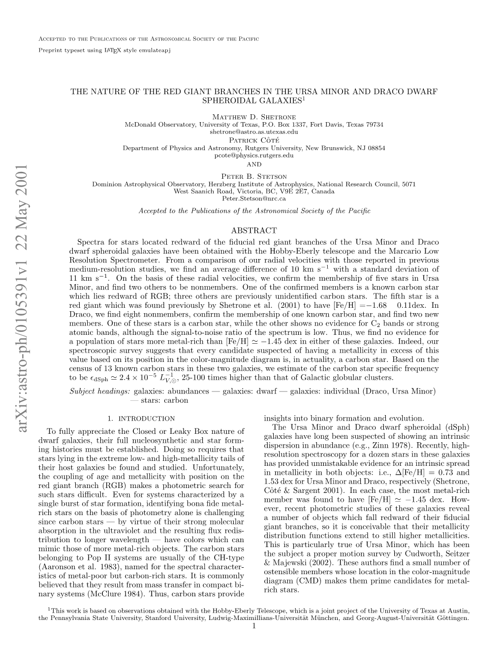 The Nature of the Red Giant Branches in the Ursa Minor and Draco Dwarf